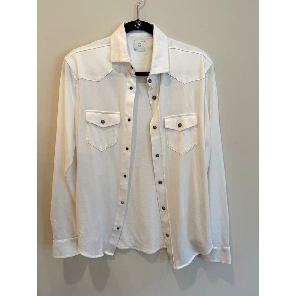 Eleventy Platinum White Snap Shirt S